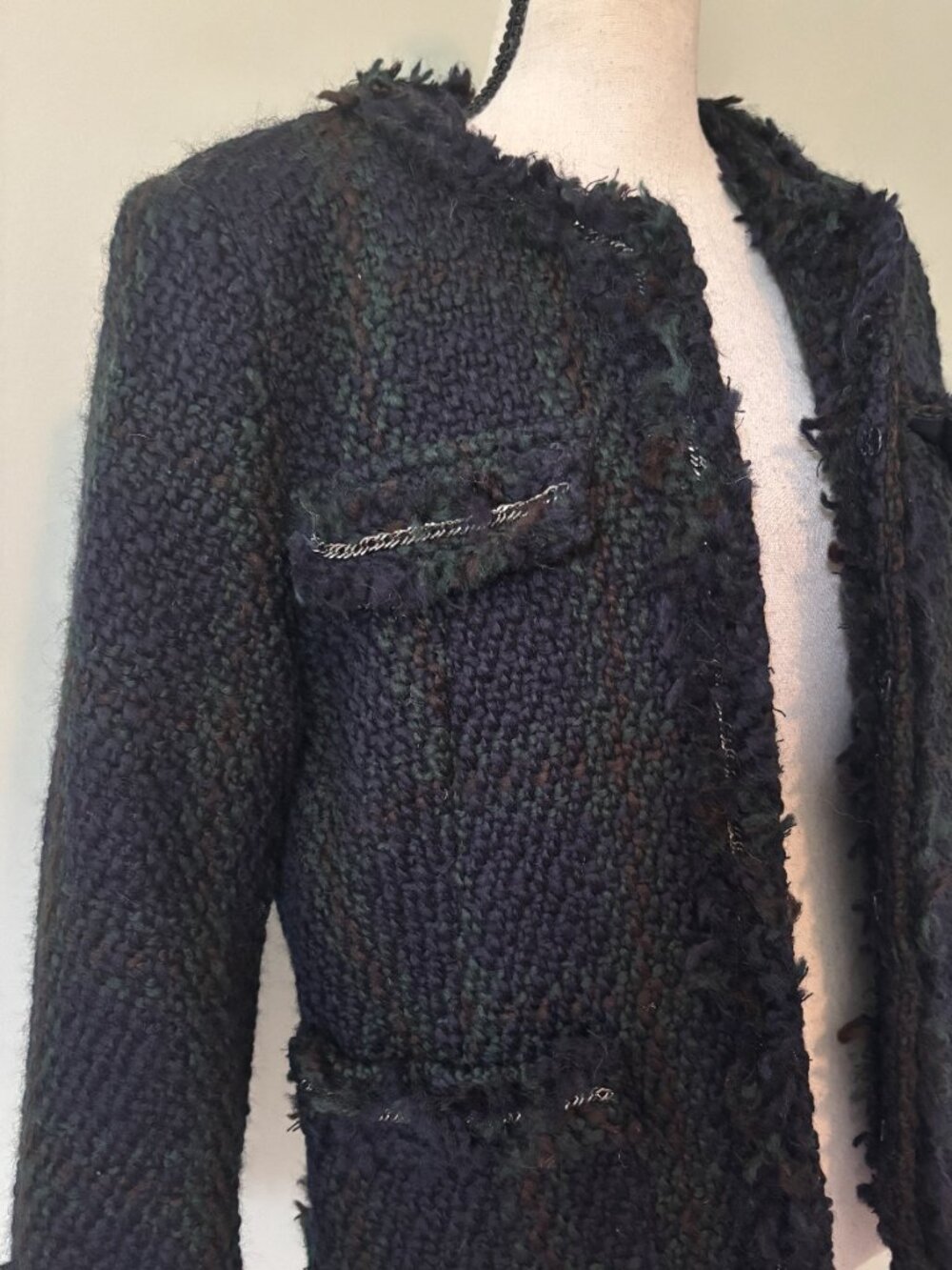 Joe Fresh for JCPenney Navy Tweed Fringe Jacket Size 10 NWT - Picture 2 of 7